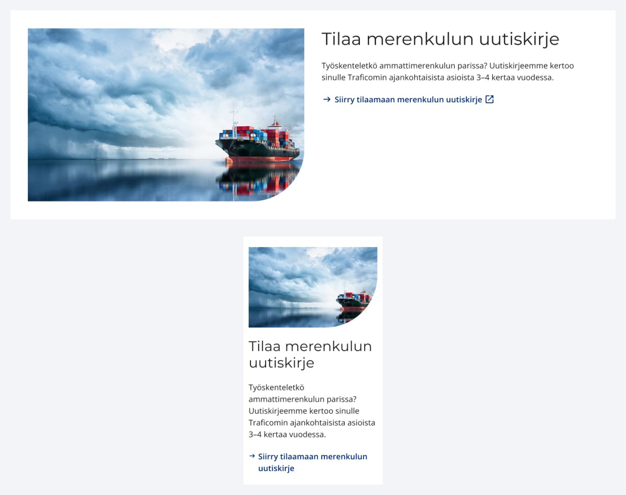 Esimerkkikuva uutiskirjenostosta: Tilaa merenkulun uutiskirje.